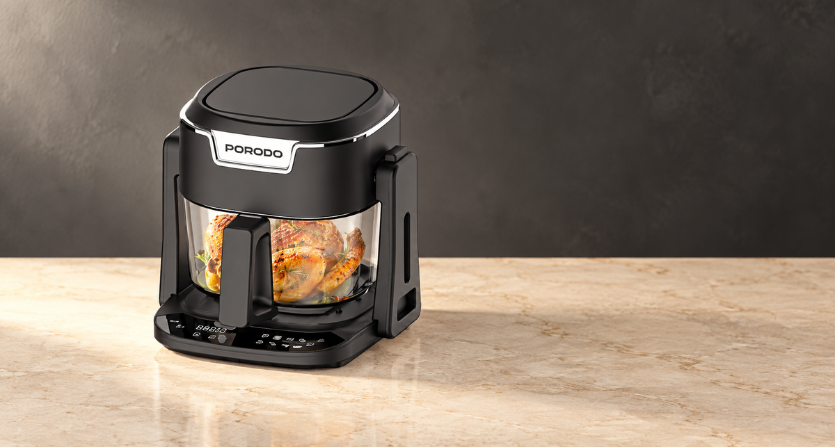 GREY Studio editorial | Porodo Lifestyle Quick Flip 3-In-1 Air Fryer | Grill | Hot Pot 4.5L - Black | PDLFST209BK
