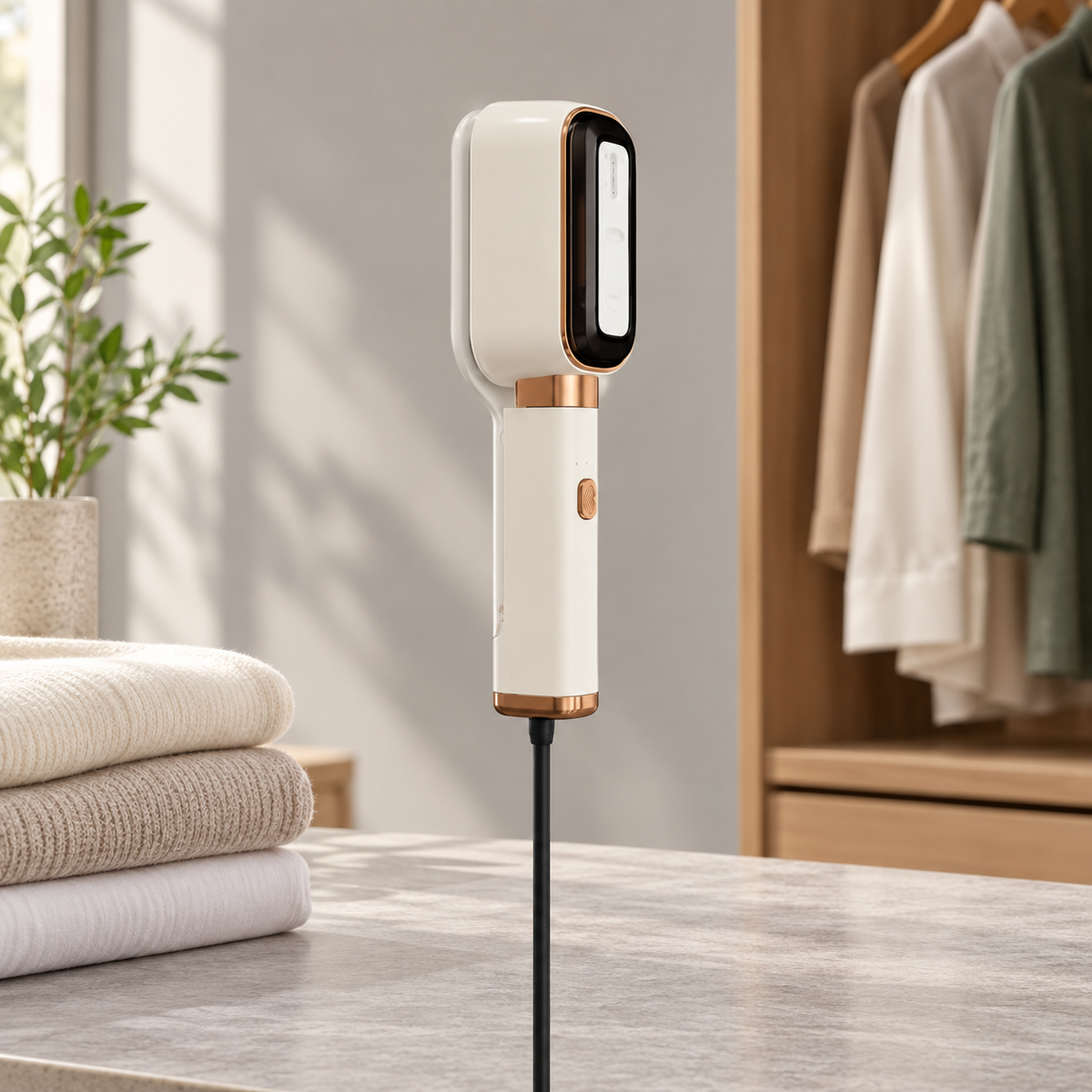 GREY Studio lifestyle | Porodo Lifestyle Handheld Mini Press Steam Iron - Beige | PDLFST215BG