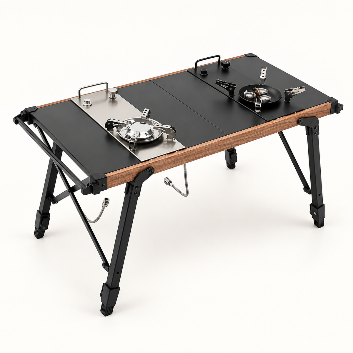 GREY Studio catalog | Porodo Lifestyle Cooking Set Dual Stove Camping Table - Black | PDLFST219BK