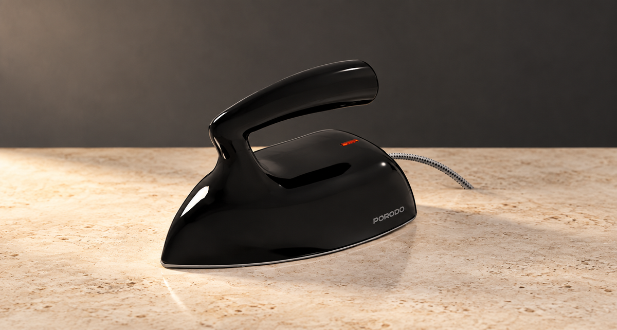 GREY Studio editorial | Porodo Lifestyle Ironix Portable Mini Iron Steamer with Bakelite Handle - Black | PDLFST227SBK