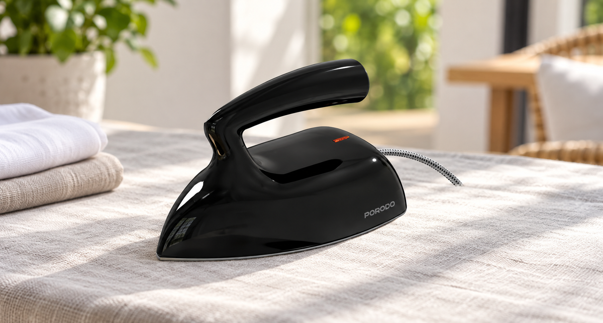 GREY Studio lifestyle | Porodo Lifestyle Ironix Portable Mini Iron Steamer with Bakelite Handle - Black | PDLFST227SBK