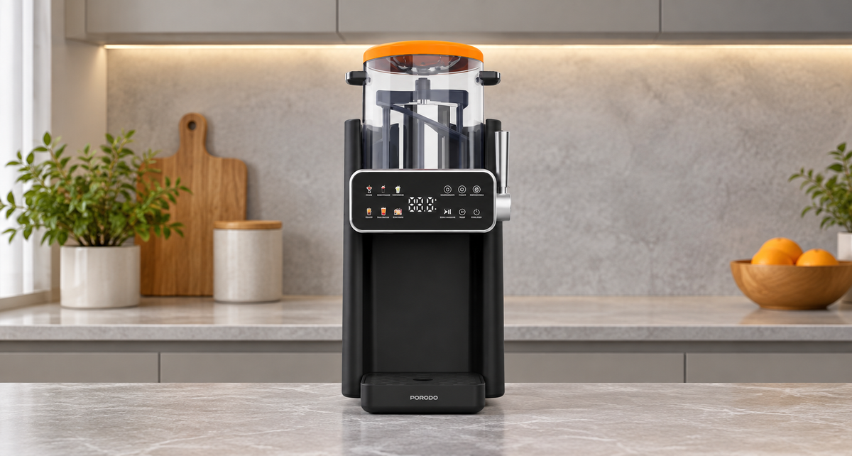 GREY Studio lifestyle | Porodo Lifestyle Frapp� Ice Cream & Slushie Maker with Multi-Texture Ice Maker - Black & Orange | PDLFST2506BKOG