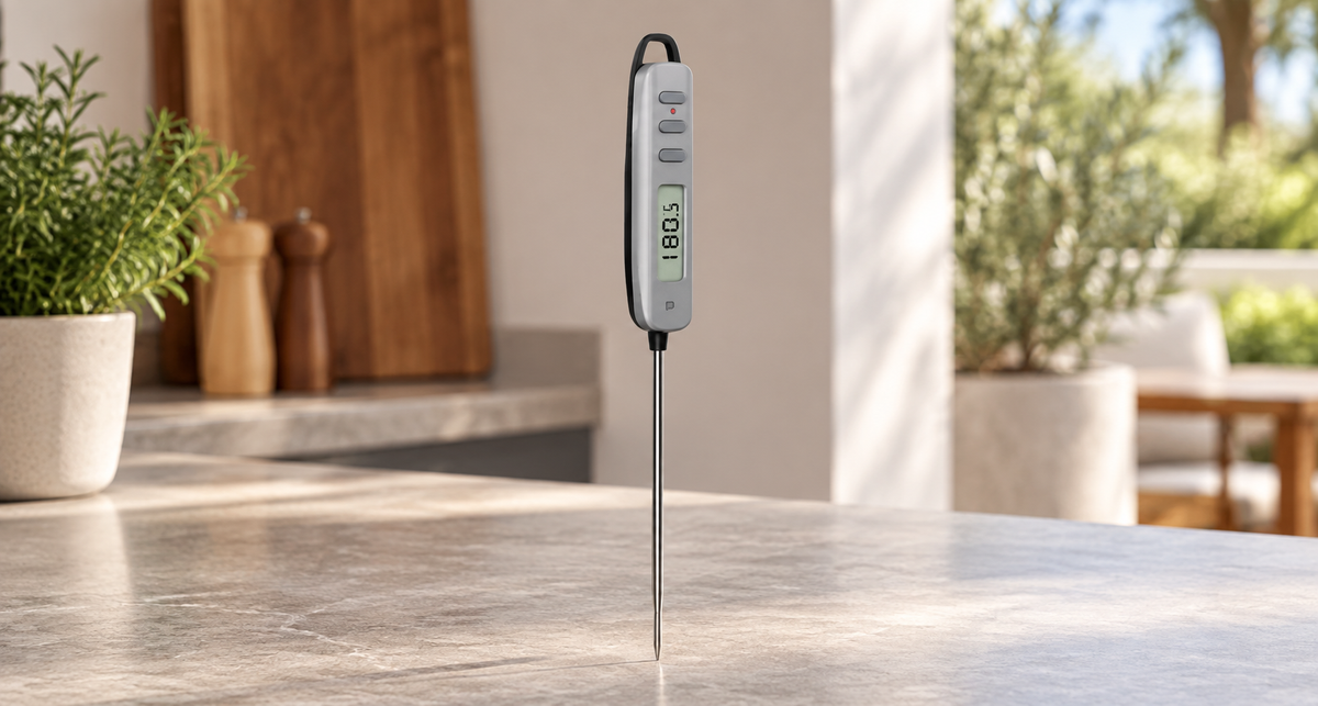 GREY Studio lifestyle | Porodo Lifestyle Digital Meat Thermometer with 180� Auto-Rotating - Silver | PDLFST6027SL