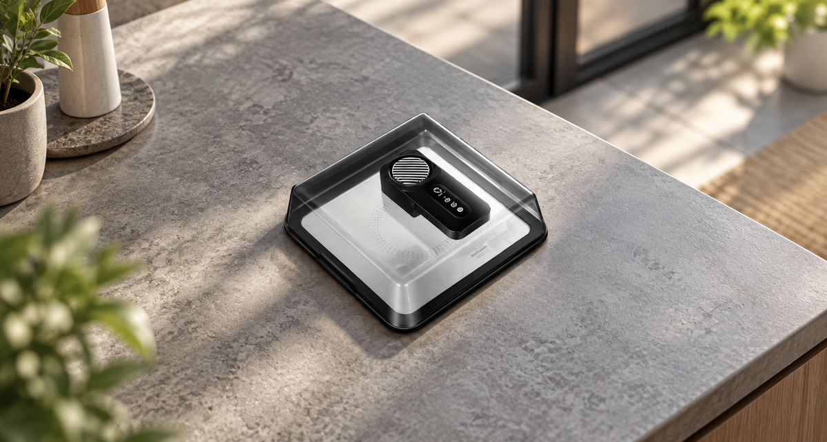 GREY Studio lifestyle | Porodo Lifestyle Defroze Quick Defrosting Food Tray with UVC LED Protection - Black | PDLFST801BK