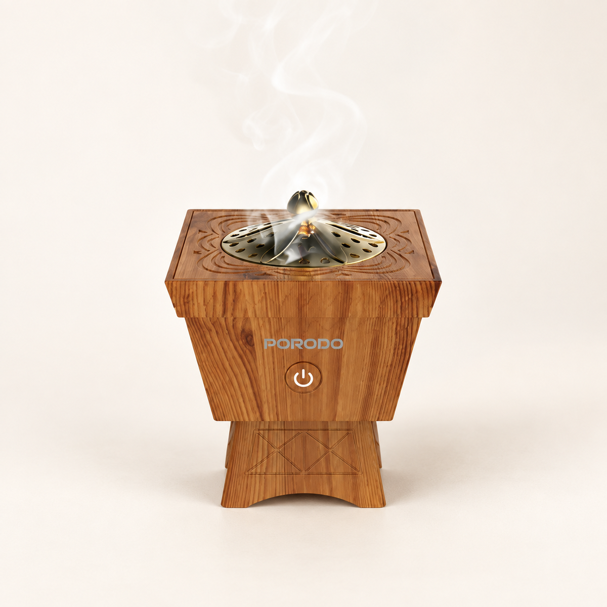 GREY Studio catalog | Porodo Lifestyle Classic Wood-Finish Portable Incense Burner - Brown | PDLFSTB10BR