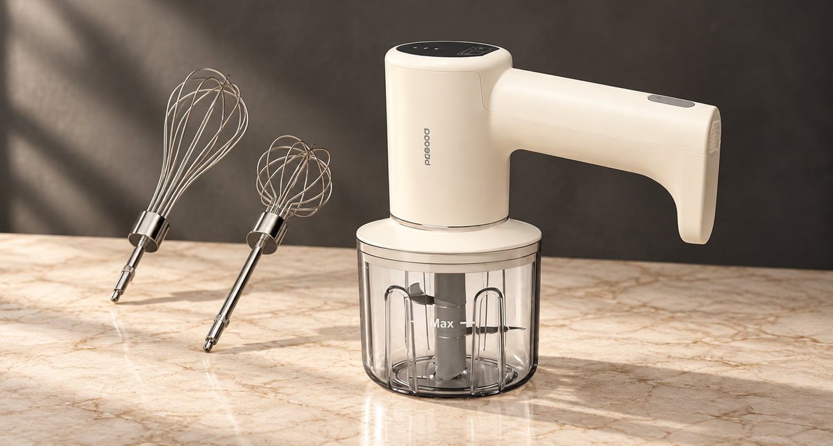 GREY Studio editorial | Porodo Lifestyle Multi-Function Rechargeable Hand Blender - Beige | PDLFSTBP70BG
