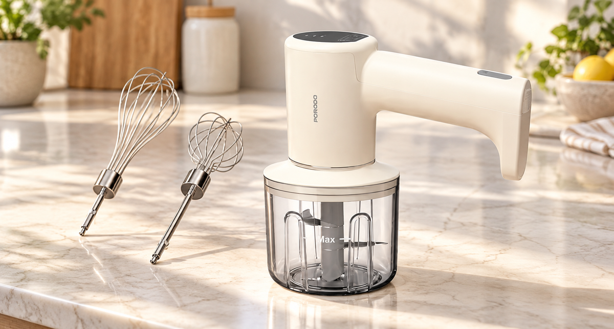 GREY Studio lifestyle | Porodo Lifestyle Multi-Function Rechargeable Hand Blender - Beige | PDLFSTBP70BG