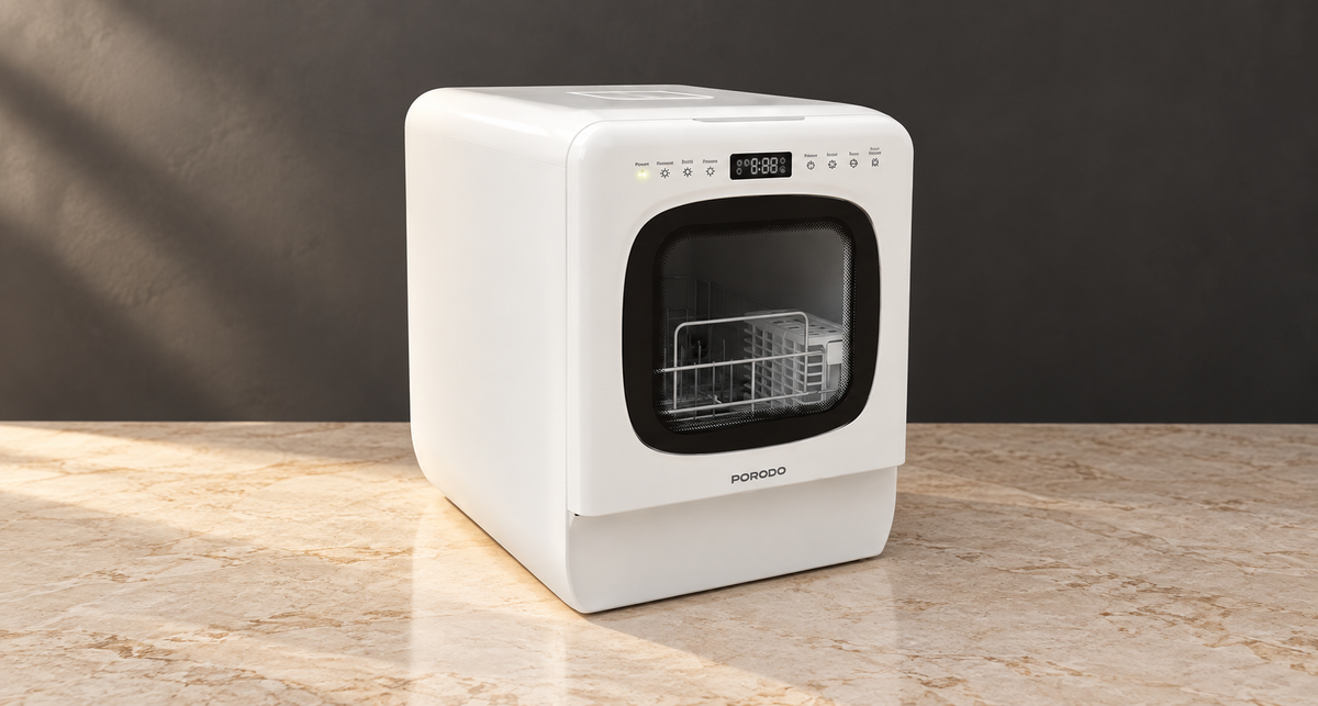 GREY Studio editorial | Porodo Lifestyle Safi Countertop Dishwasher - White | PDLFSTC05WH