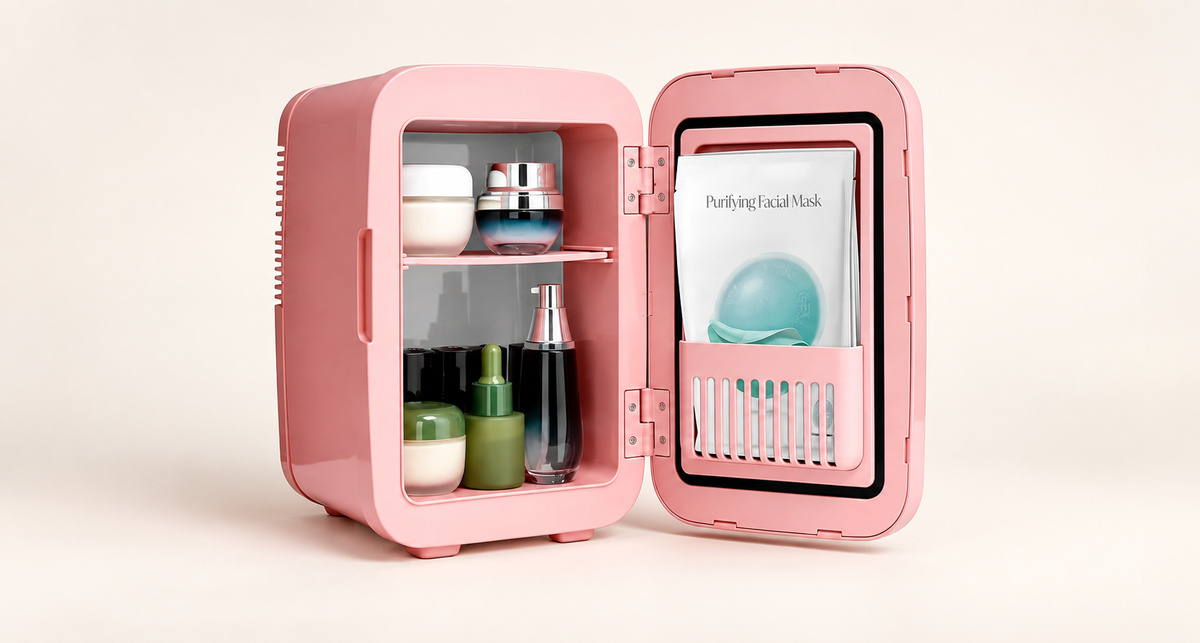 GREY Studio catalog | Porodo Frostlite Cooling Mini Makeup Fridge with LED Mirror - Pink | PDLFSTC4PK