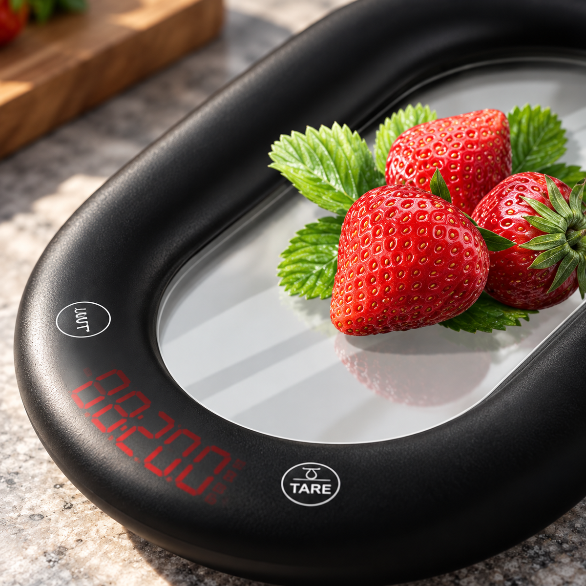 GREY Studio detail | Porodo Lifestyle Glass Design Smart Kitchen Digital Scale with Real-Time App Sync - Black | PDLFSTCK838BK