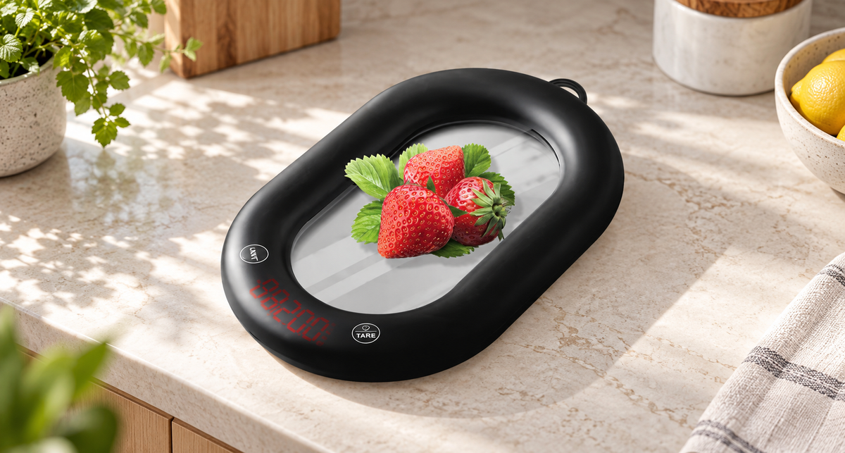 GREY Studio lifestyle | Porodo Lifestyle Glass Design Smart Kitchen Digital Scale with Real-Time App Sync - Black | PDLFSTCK838BK