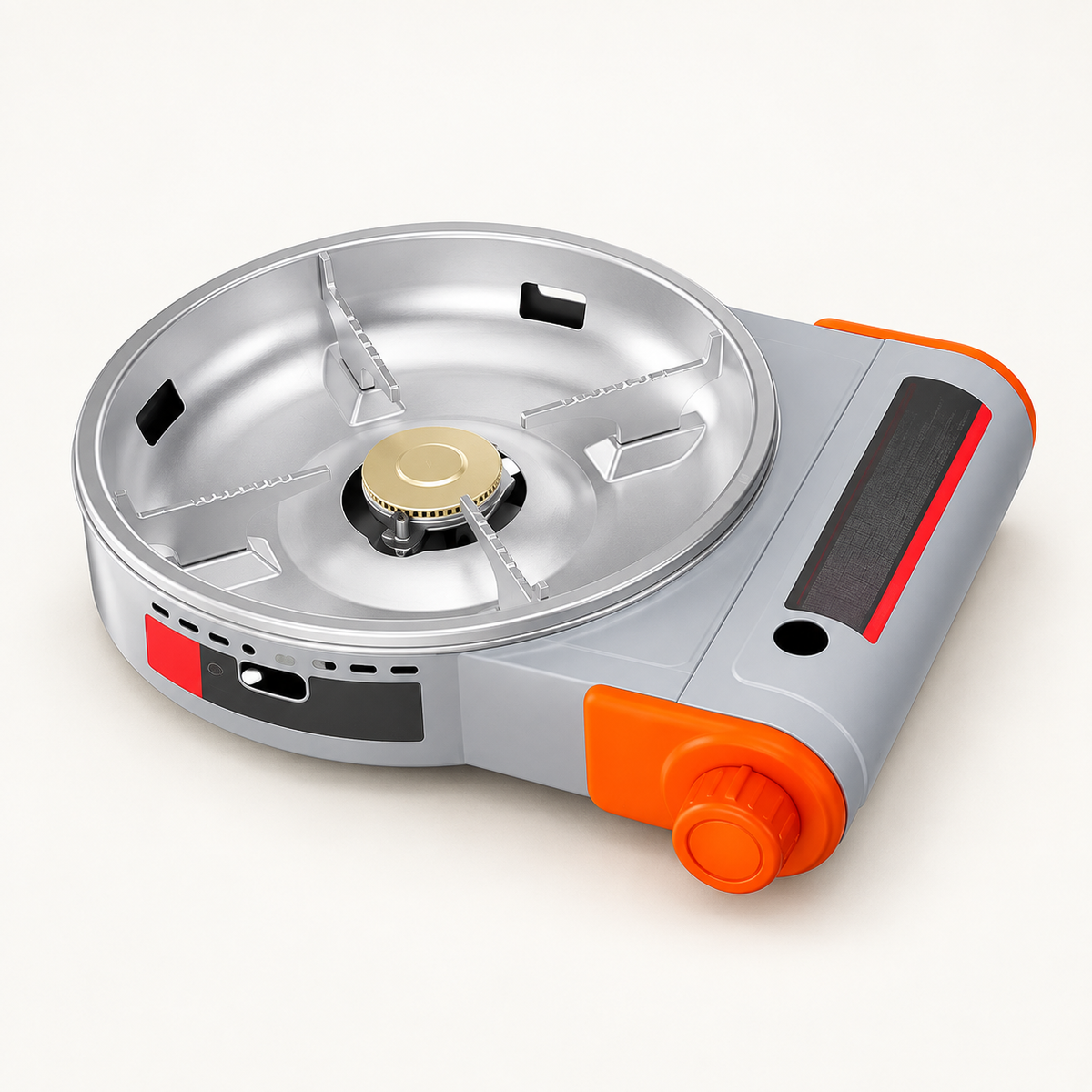GREY Studio catalog | Porodo Lifestyle Single Burner Tabletop Gas Stove - Grey/Orange | PDLFSTK3000GY