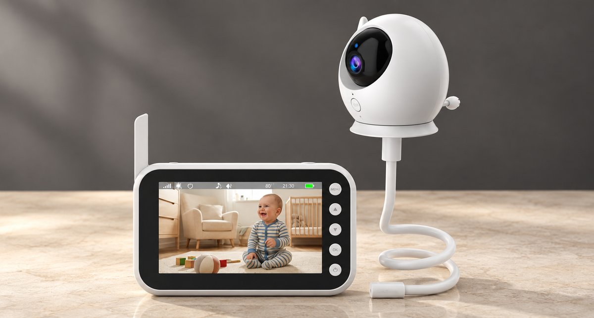 GREY Studio editorial | Porodo Lifestyle Lumi Baby Smart Monitor with Camera and Display Screen - Silver | PDLFSTM100WH