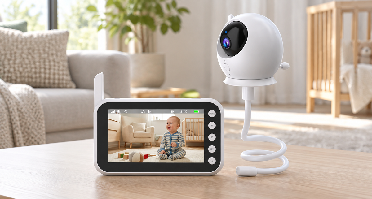 GREY Studio lifestyle | Porodo Lifestyle Lumi Baby Smart Monitor with Camera and Display Screen - Silver | PDLFSTM100WH