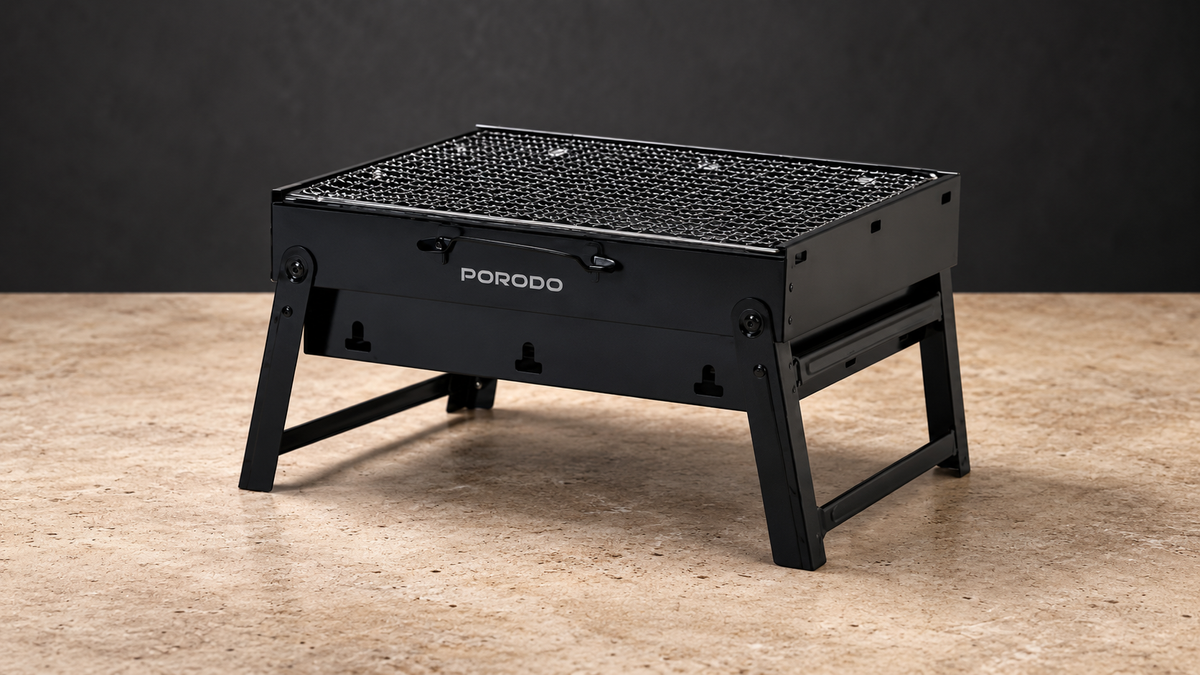 GREY Studio editorial | Porodo Lifestyle Portable Folding Mini BBQ Grill - Black | PDLFSTMCSBK
