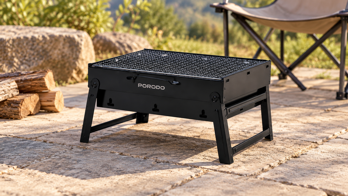 GREY Studio lifestyle | Porodo Lifestyle Portable Folding Mini BBQ Grill - Black | PDLFSTMCSBK