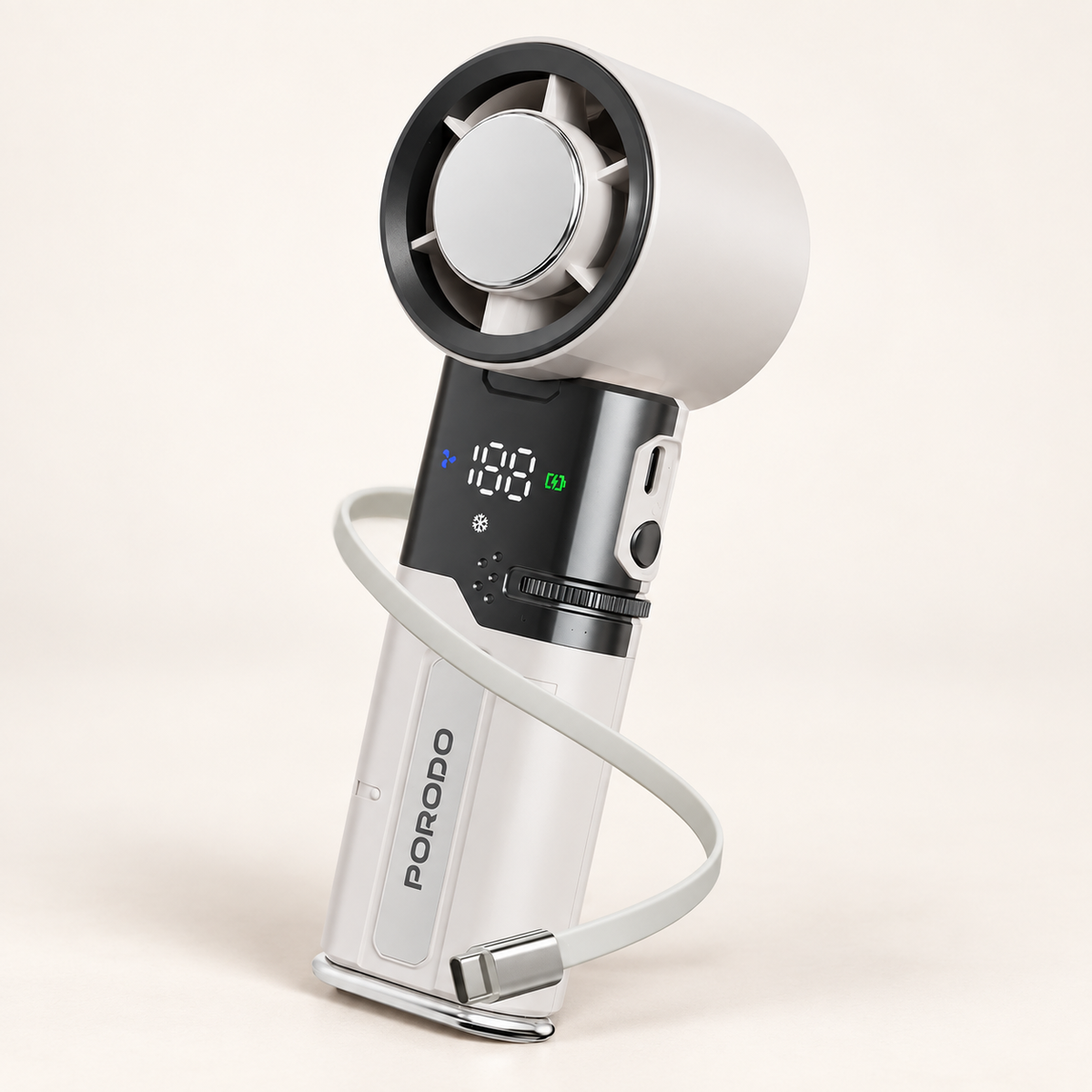 GREY Studio catalog | Porodo Lifestyle Chillo Plus Rechargeable Ice Cooling Fan | PDLFSTMF120WH