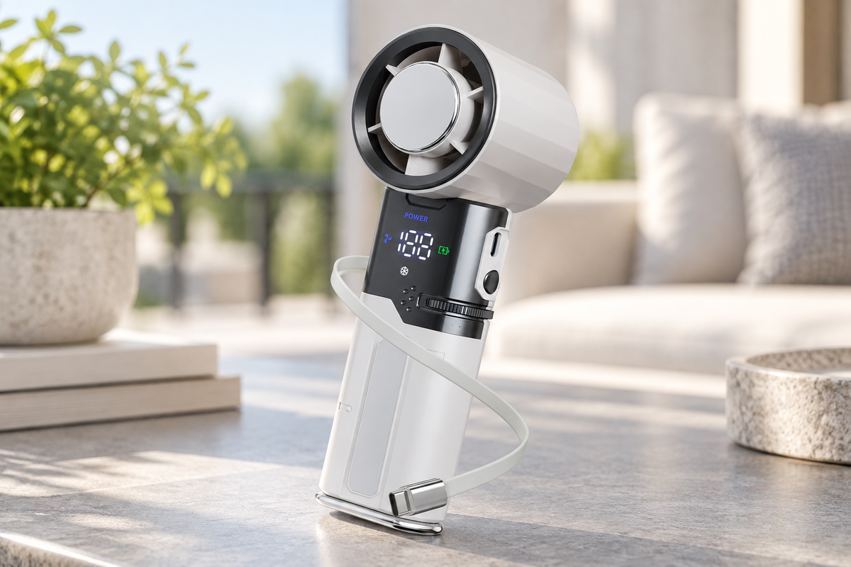 GREY Studio lifestyle | Porodo Lifestyle Chillo Plus Rechargeable Ice Cooling Fan | PDLFSTMF120WH