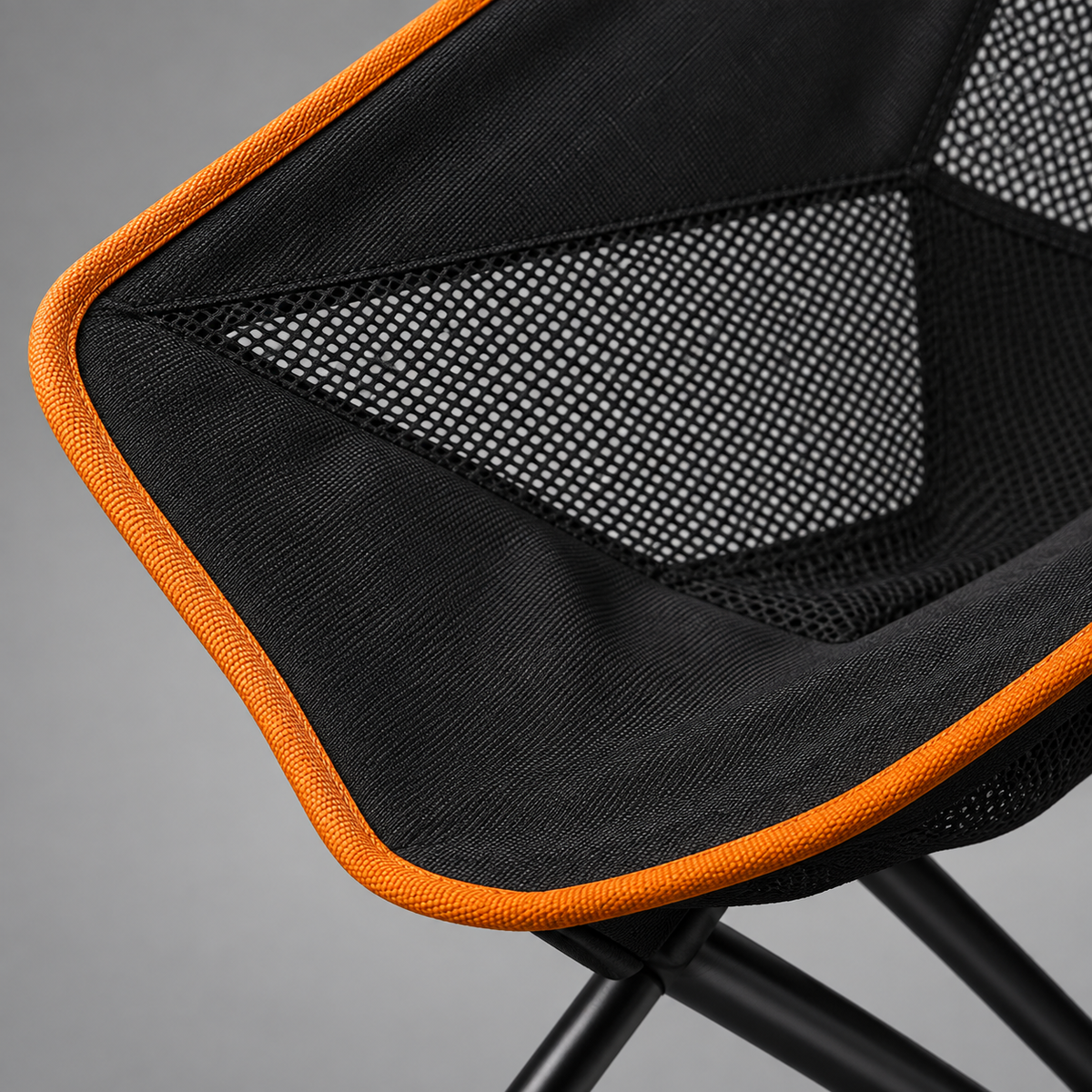 GREY Studio detail | Porodo Lifestyle Mesh Fabric Comfort Camping Chair with Handy Storage Pouch - Black | PDLFSTMG01PBK