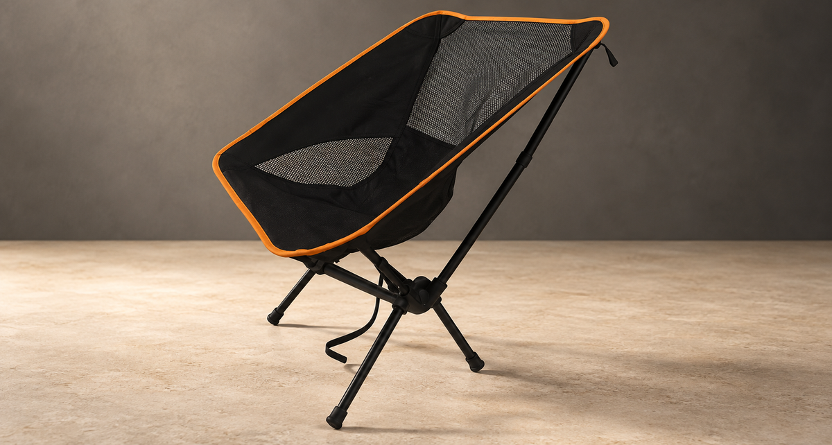 GREY Studio editorial | Porodo Lifestyle Mesh Fabric Comfort Camping Chair with Handy Storage Pouch - Black | PDLFSTMG01PBK