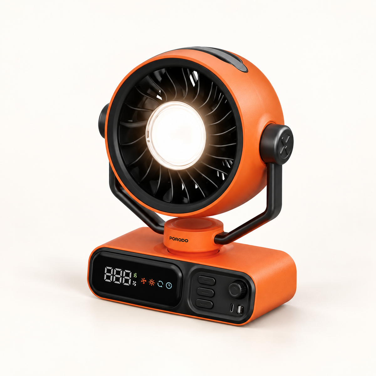 GREY Studio catalog | Porodo Lifestyle Chillo Camper Desktop Outdoor Fan with Smart Display & Easy Control - Black | PDLFSTSM115BK