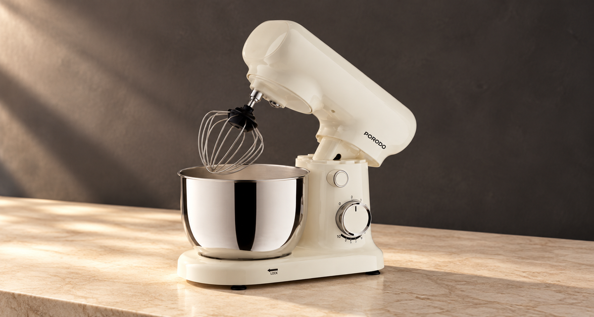 GREY Studio editorial | Porodo Lifestyle Tilt-Head Electric Household Stand Mixer - White | PDLFSTSMWH