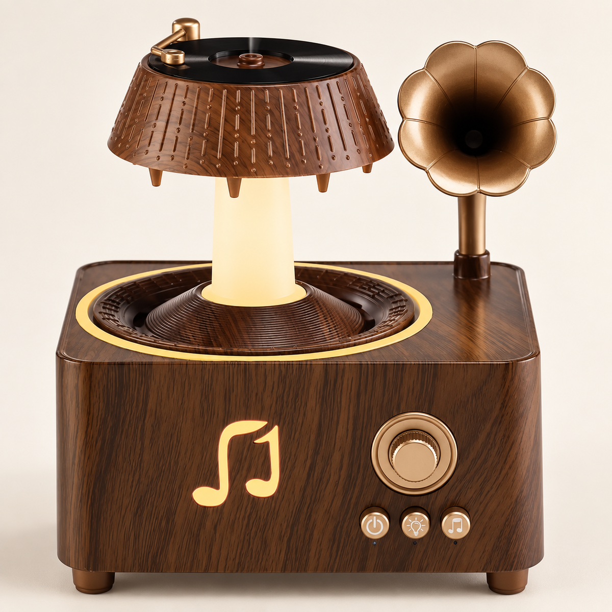 GREY Studio catalog | Porodo Lifestyle Concord Vintage Aroma Diffuser & Speaker with Colorful Lighting - Brown | PDLFSTV98BR