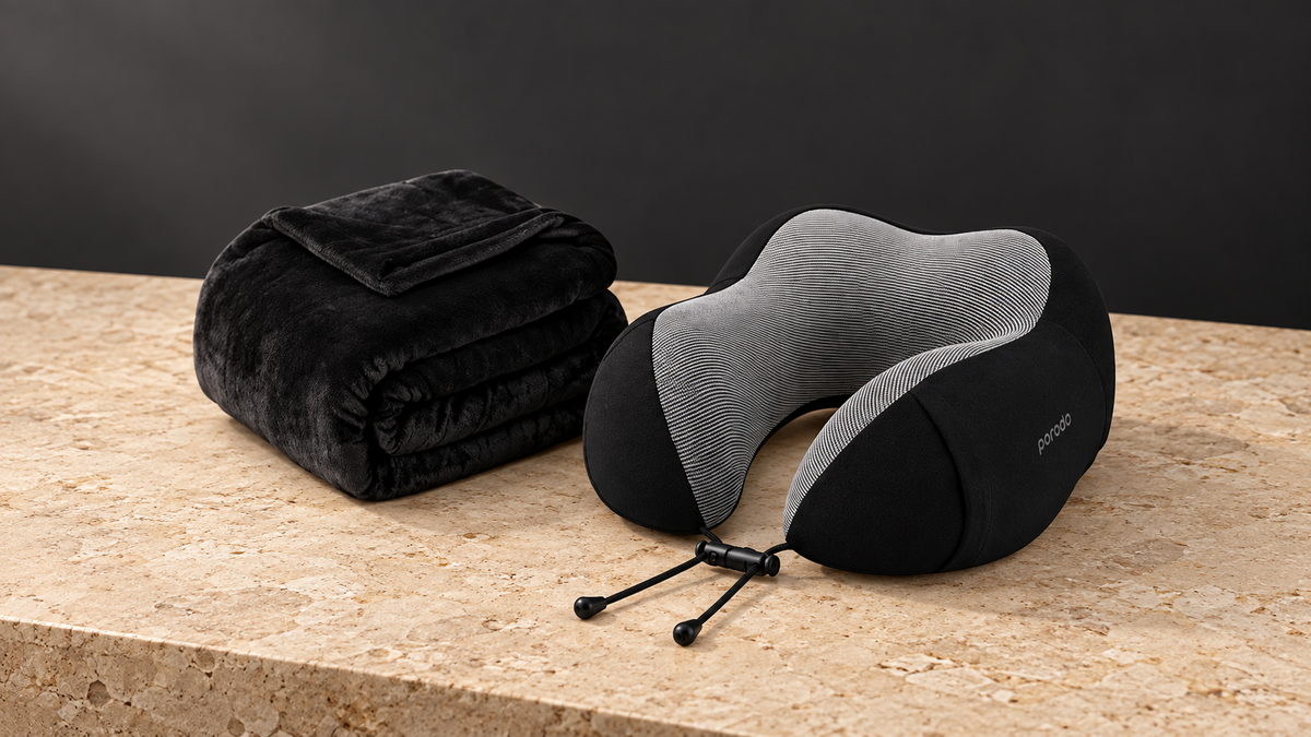 GREY Studio editorial | Porodo Lifestyle Travel Comfort Duo - Black | PDLFSTWY25BK