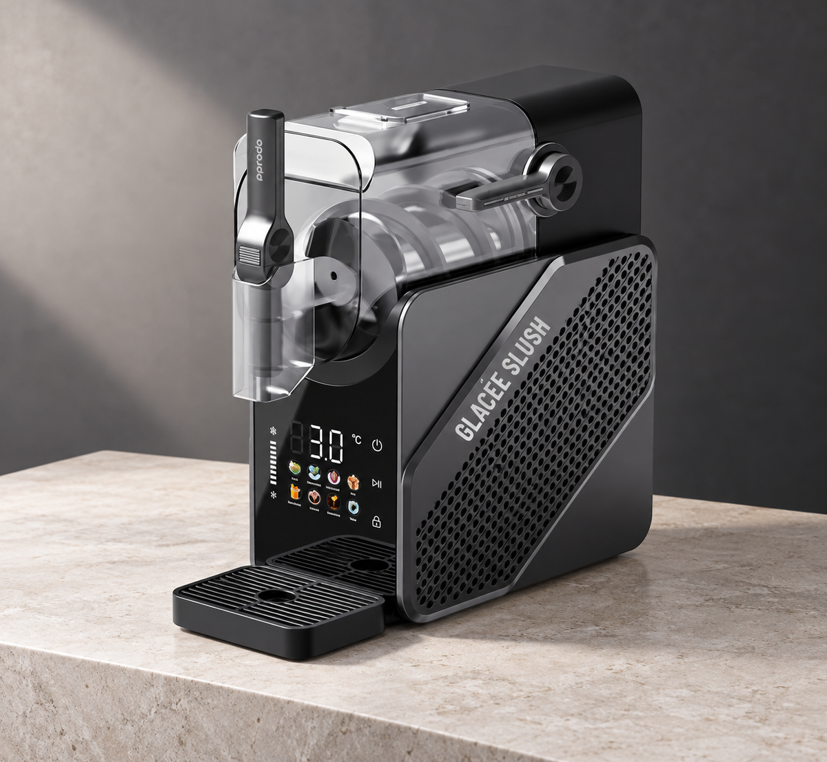 GREY Studio editorial | Porodo Lifestyle Glacee 2-In-1 Slushie & Ice Cream Maker with Cooling Control Display - Black | PDLFSTXRJGY