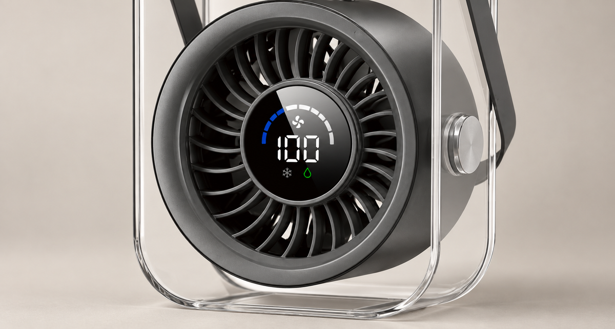 GREY Studio detail | Porodo Lifestyle Chillo Aqua Portable Mist Fan with 500mL Large Water Tank - Black | PDLFSTZH26BK