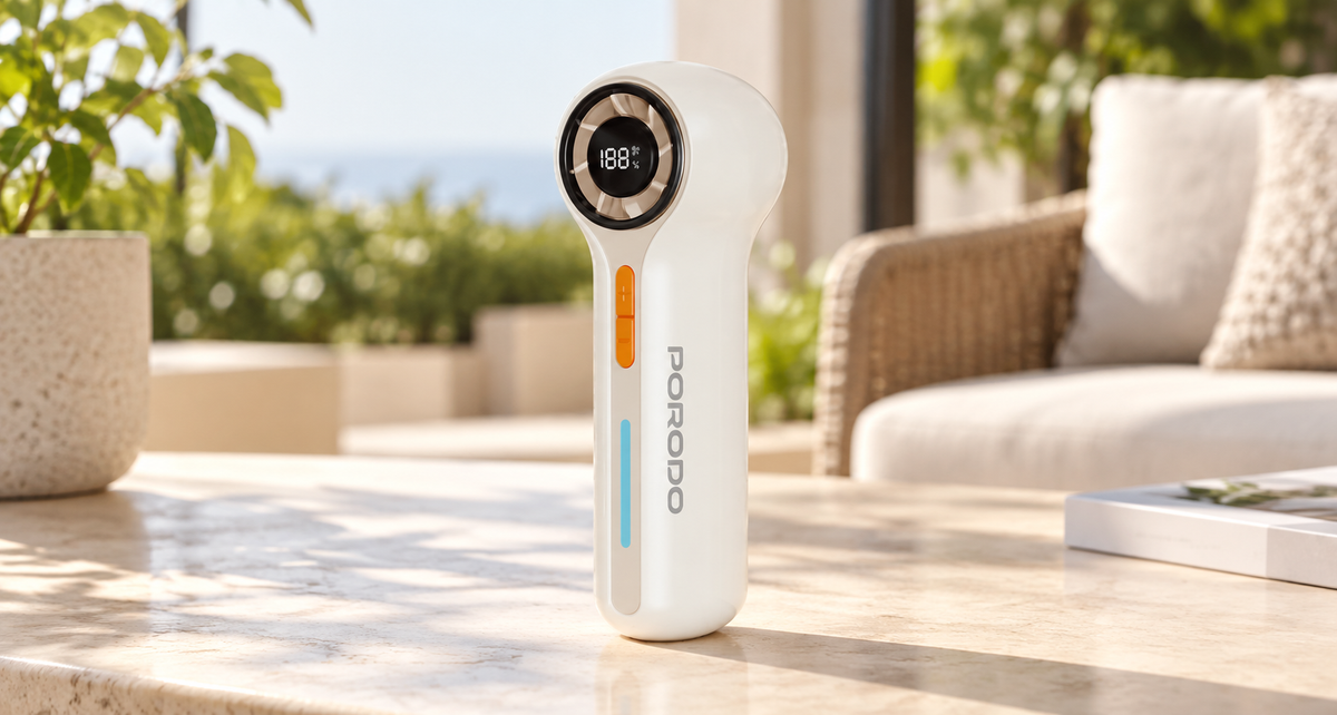 GREY Studio lifestyle | Porodo Lifestyle Chillo Breeze Pocket Turbo Fan with 100 Adjustable Speed Levels - Beige | PDLFSTZH38BG