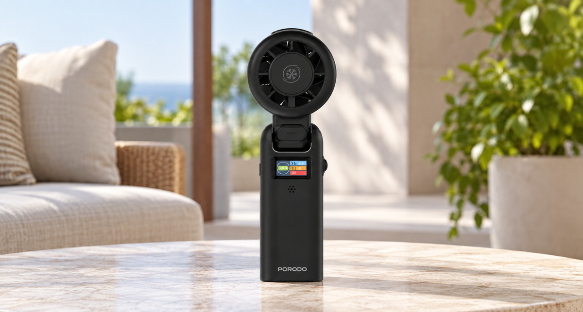 GREY Studio lifestyle | Porodo Lifestyle Chillo Bot AI Smart Voice Control Fan with mist Cooling Function - Black | PDLIG218BK