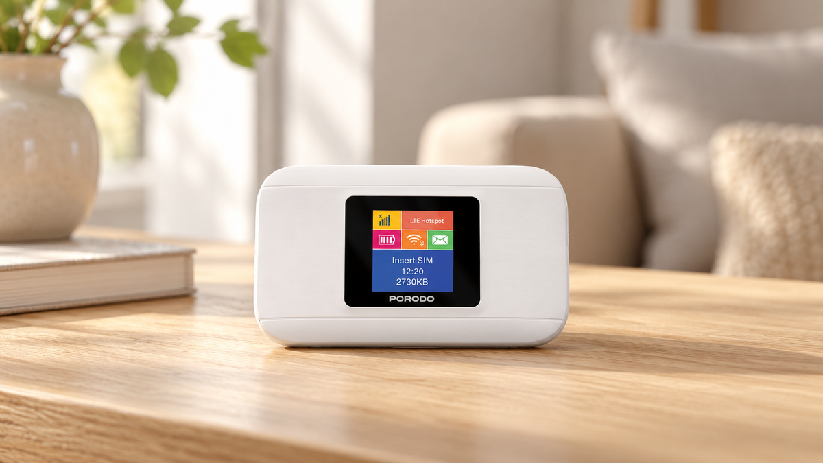 GREY Studio lifestyle | Porodo Nexfi 3000mAh 4g LTE Portable WiFi Router Multi-User Connection - White | PDM603WH