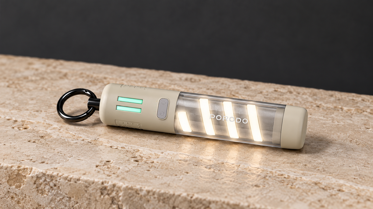 GREY Studio editorial | Porodo PowerBeam 5000mAh Power Bank with Built-In Flashlight - Khaki | PDNDC017KH