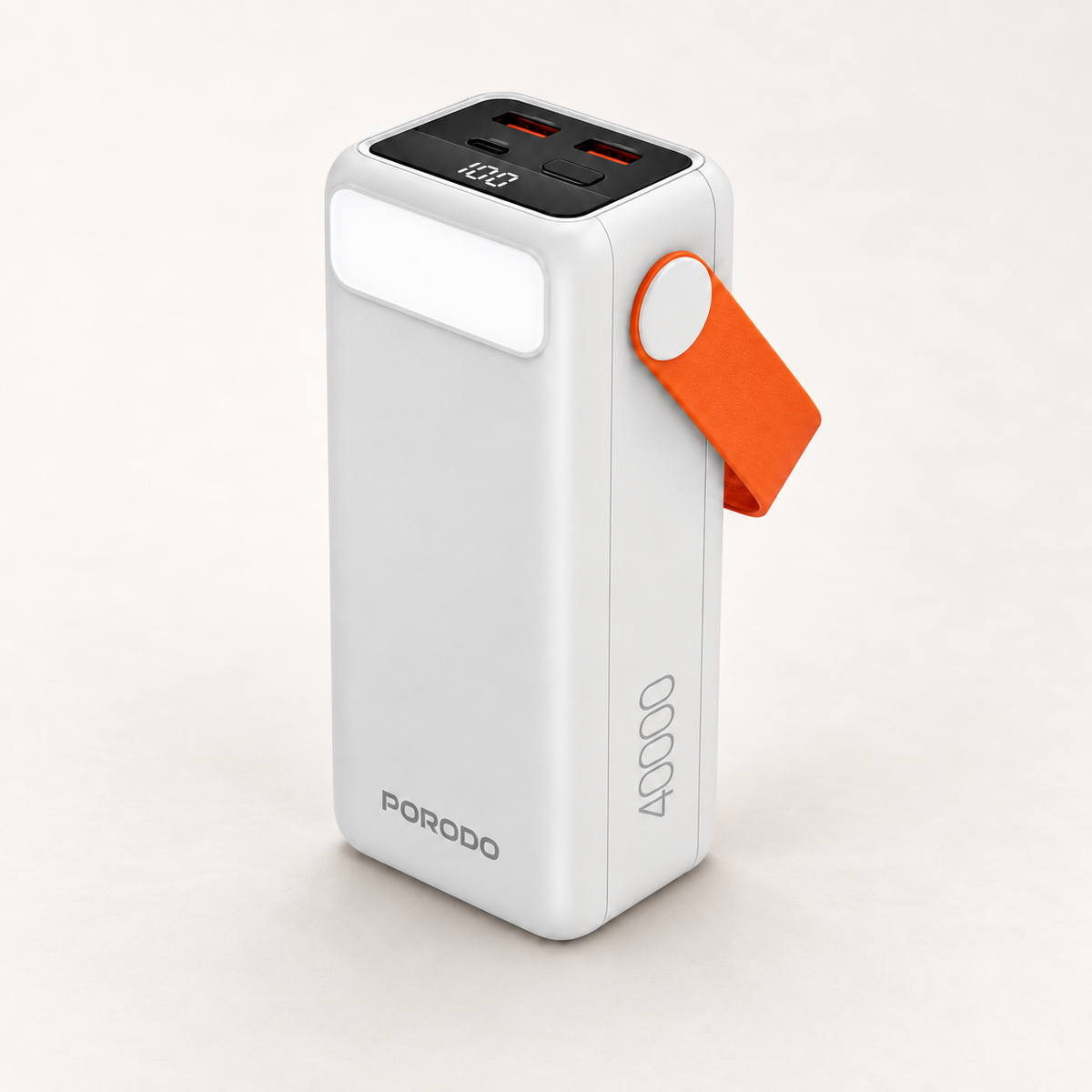 GREY Studio catalog | Porodo PortaPower 40000mAh Power Bank with Built-In LED Lighting - White | PDPBXRT40WH