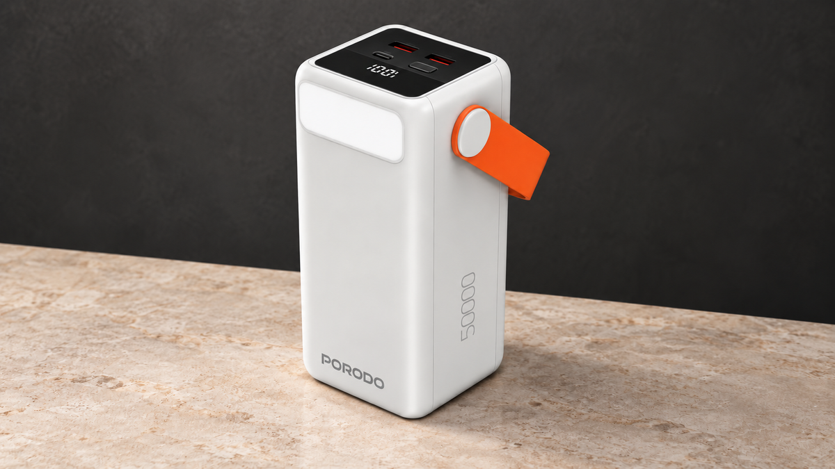 GREY Studio editorial | Porodo PortaPower 50000mAh Power Bank with Built-In LED Lighting - White | PDPBXRT50WH