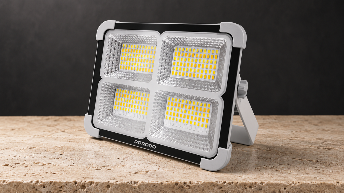 GREY Studio editorial | Porodo Lifestyle Sunlite Solar-Powered Rechargeable Outdoor LED Light - Grey | PDQTS100WH