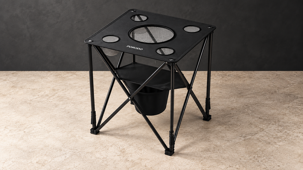GREY Studio editorial | Porodo Lifestyle Outdoor Companion Foldable Camping Table - Black | PDRS2355BK