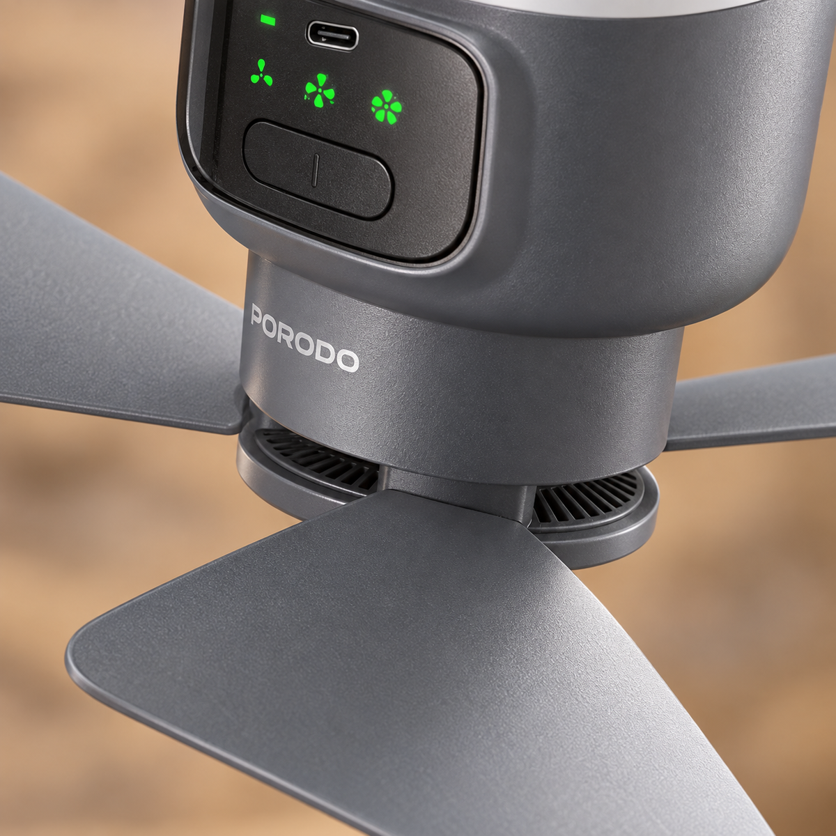 GREY Studio detail | Porodo Lifestyle Camping Rechargeable Ceiling Fan - Gray | PDRSF12KGY