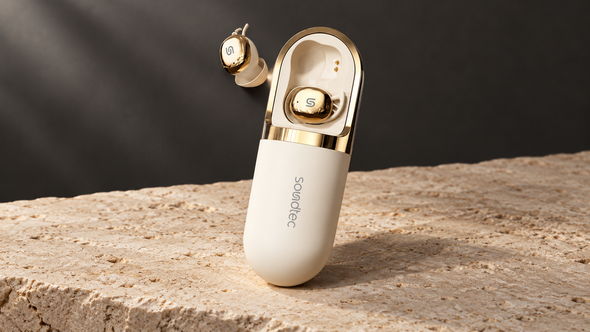 GREY Studio editorial | Porodo Soundtec Dream TWS Earbuds with Massage Function - Beige | PDS13BG
