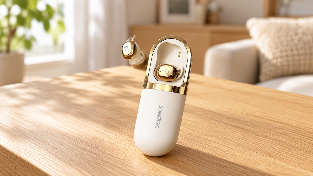 GREY Studio lifestyle | Porodo Soundtec Dream TWS Earbuds with Massage Function - Beige | PDS13BG