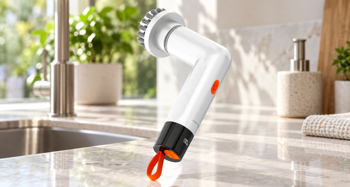 GREY Studio lifestyle | Porodo Lifestyle MiniSpin Electric Cleaning Brush - White | PDS3CBWH