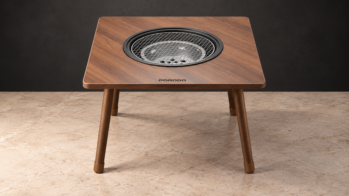 GREY Studio editorial | Porodo Lifestyle Multi-Purpose Outdoor Square Grill Table - Brown | PDSCT15BR