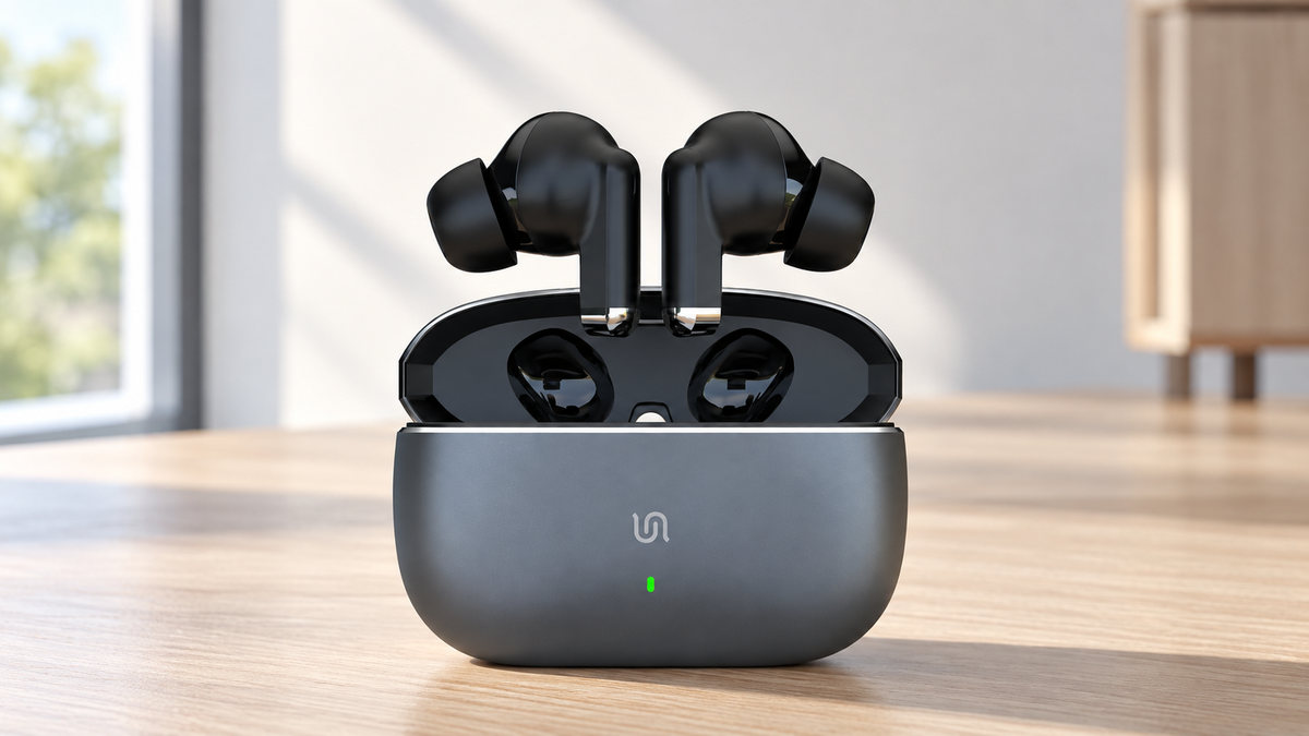 GREY Studio lifestyle | Porodo Soundtec Jetpods Pro Earbuds Gen 4 True Wireless - Black | PDST2232ZK3