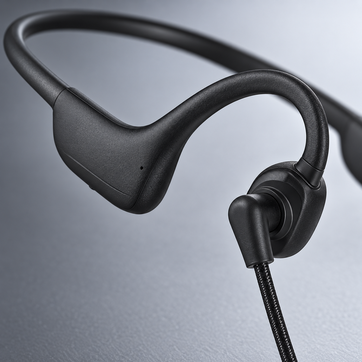GREY Studio detail | Porodo Soundtec Vibrix Air Conduction Wireless Headset - Black | PDSTLB03