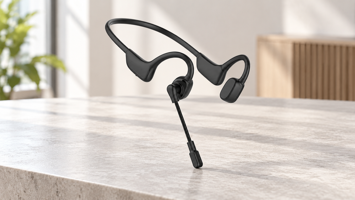 GREY Studio lifestyle | Porodo Soundtec Vibrix Air Conduction Wireless Headset - Black | PDSTLB03