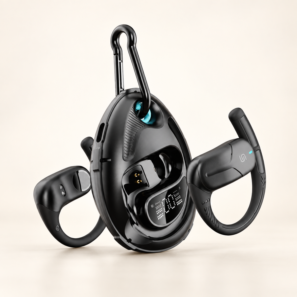 GREY Studio catalog | Porodo Soundtec Octopus Open-Ear Wireless Earbuds - Black | PDSTLO07