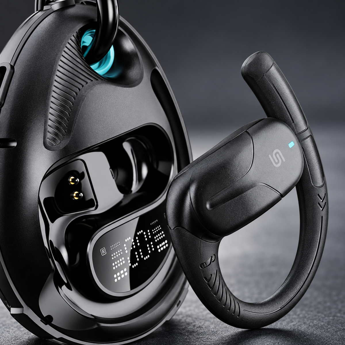 GREY Studio detail | Porodo Soundtec Octopus Open-Ear Wireless Earbuds - Black | PDSTLO07