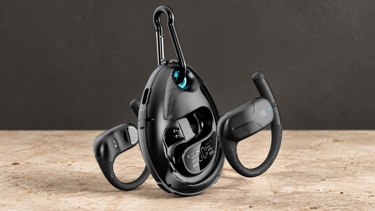 GREY Studio editorial | Porodo Soundtec Octopus Open-Ear Wireless Earbuds - Black | PDSTLO07