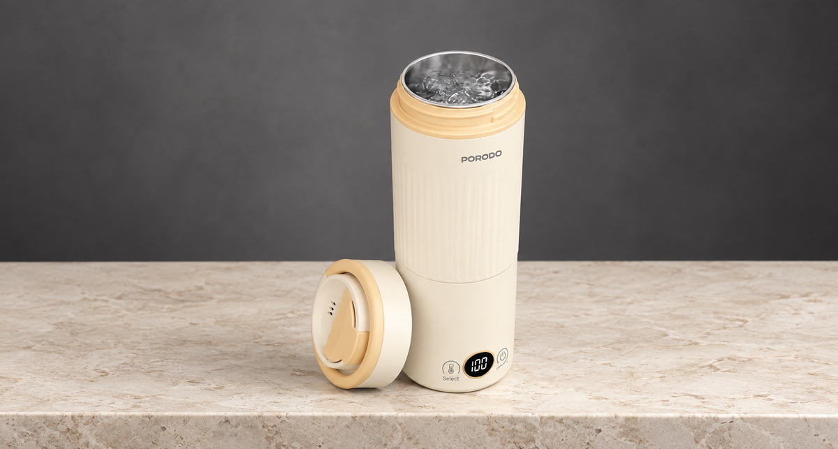GREY Studio editorial | Porodo Flora Smart Portable Kettle with Digital Temperature Display - Beige | PDSY619ABG